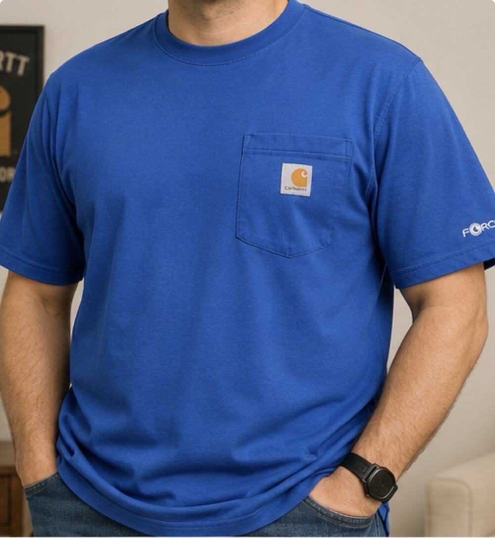 Carhartt Force Men’s 3XL Tall Blue Relaxed Fit Pocket T Shirt Workwear